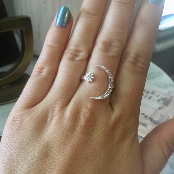 Moon & Star Adjustable Simulated Diamond Ring - Picture 7 of 8